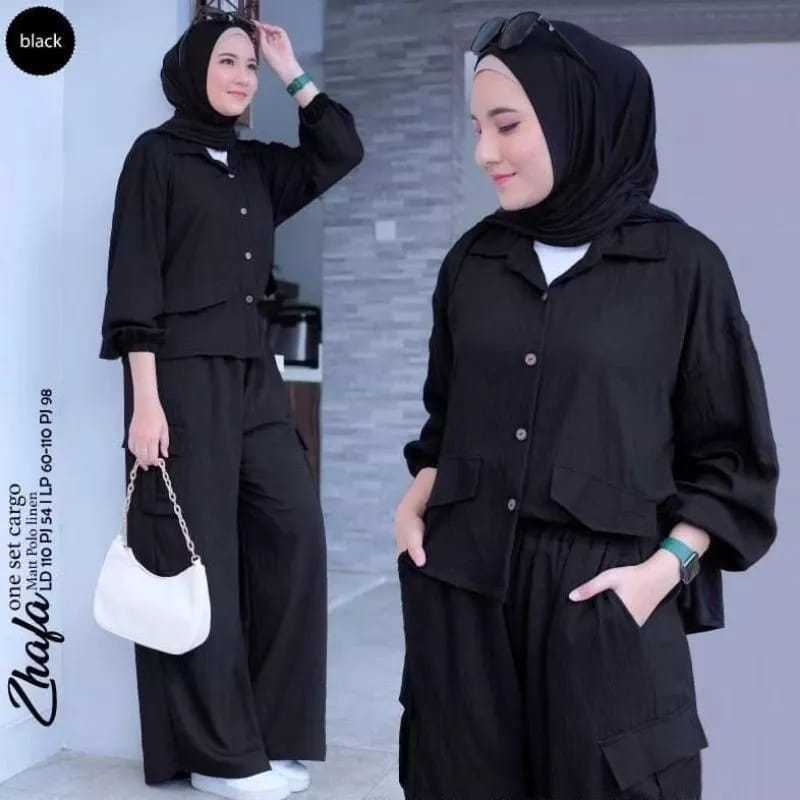 setelan kemeja wanita / baju Setelan cargo wanita kekinian