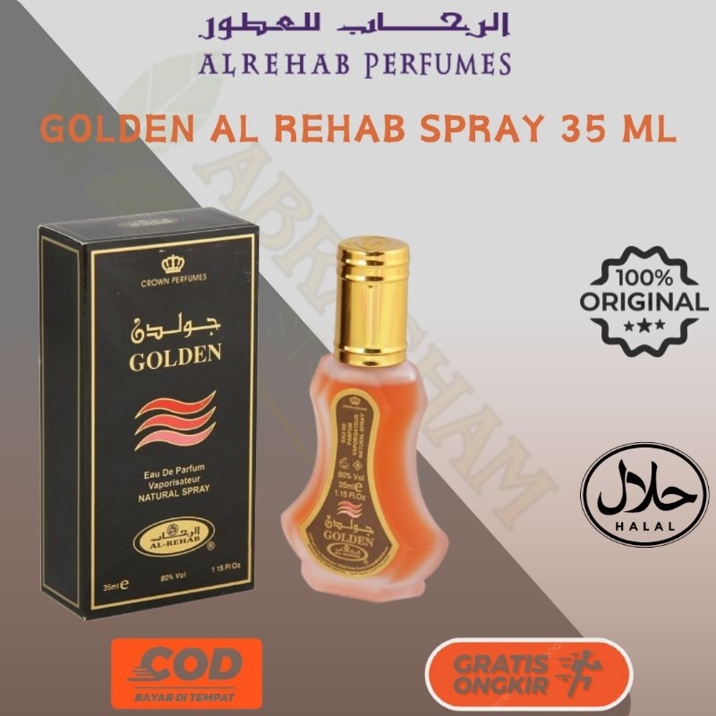 Parfum AL REHAB GOLDEN 35 ML Spray Original Arab Saudi Al Rehab Perfume Campuran Bibit Al Rehab Parf