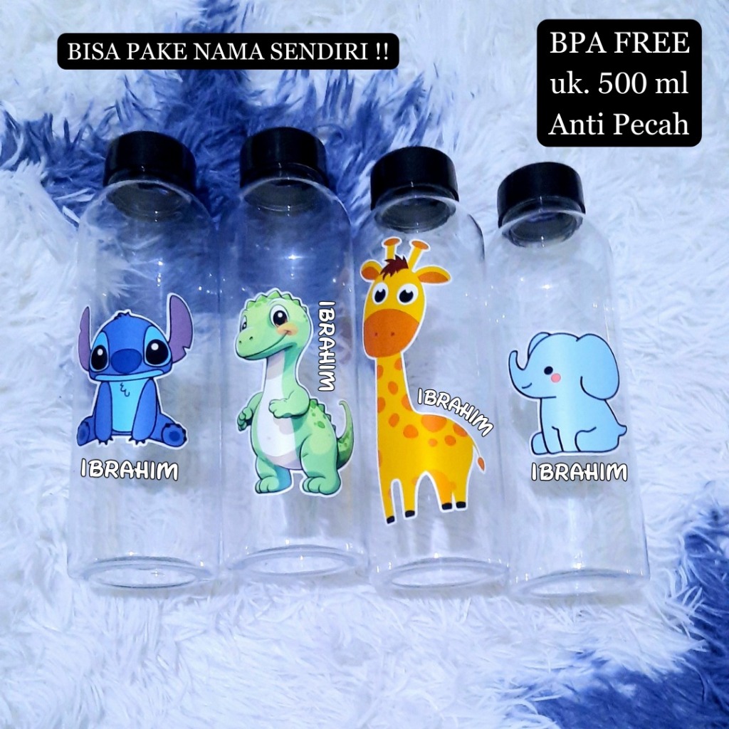 [satuan]Botol minum custom nama / botol minum anak anak / tumbler plastik / anti pecah / tumbler ana