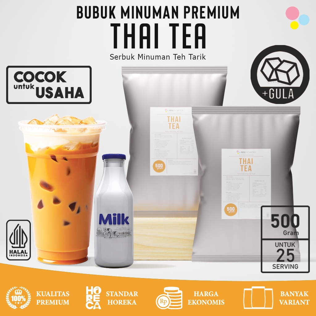 

Mix Powder Thai Tea Bubuk Minuman Premium Teh Tarik Serbuk Instan Drink Kemasan 500 Gram