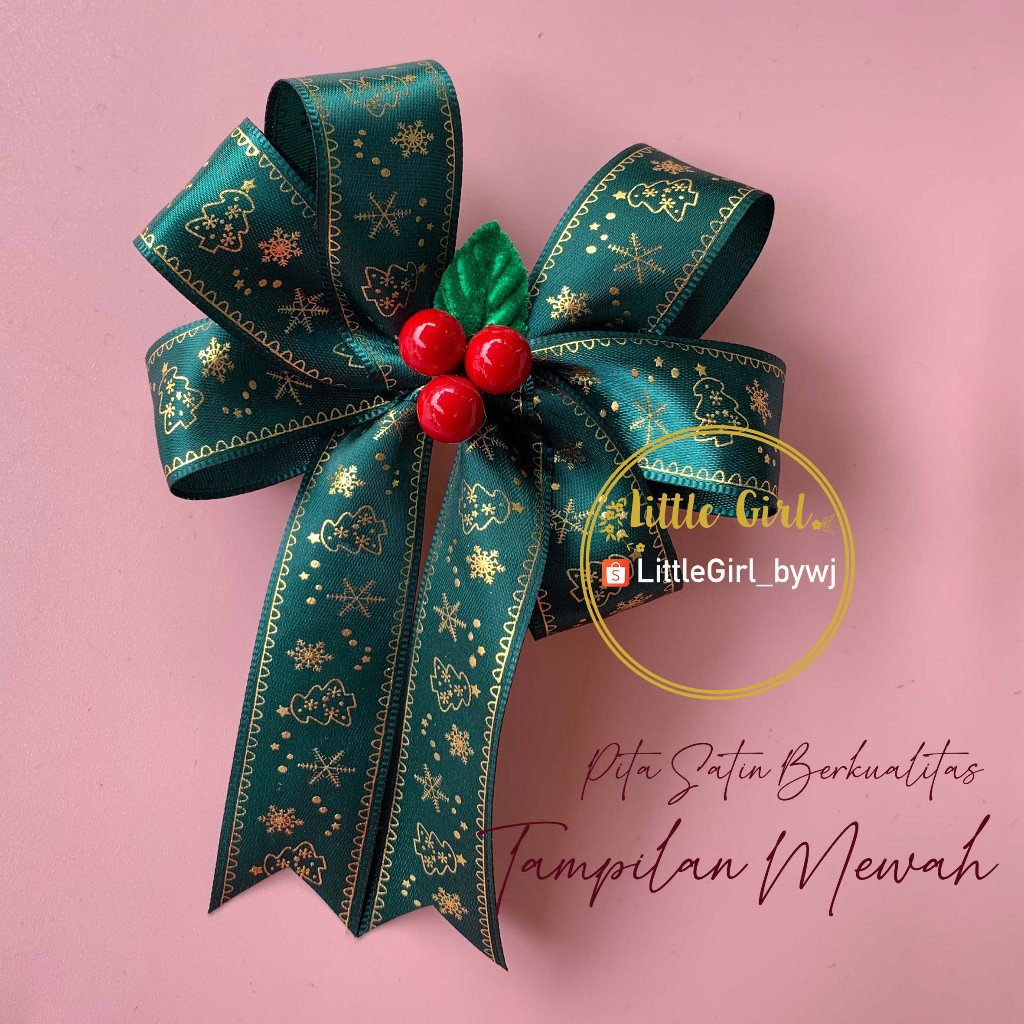 

Pita Hias Siap Pakai - Pita Satin Natal - Christmas Ribbon - Christmas Hampers - Pita Kado Natal - Merry Christmas Gift Parcel Natal - Little Girl Shop