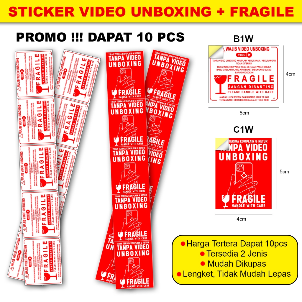 

PROMO Sticker Video Unboxing / Stiker Fragile 10pcs / Murah