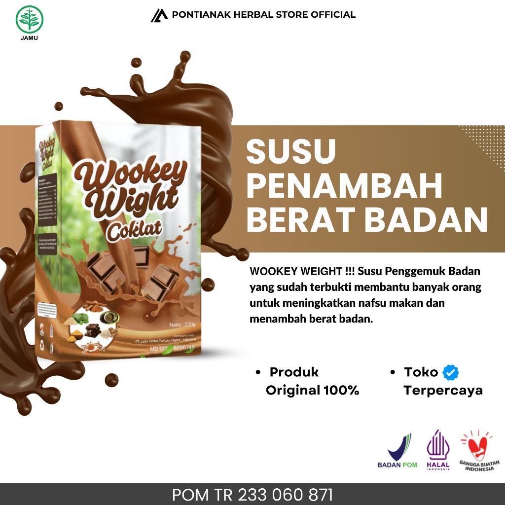 

Wookey Weight - Susu Penambah Berat Badan 220gr Coklat