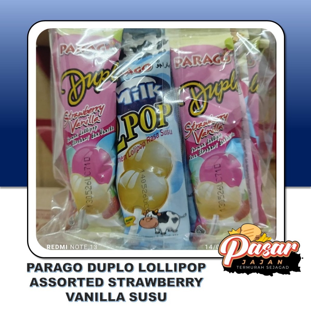 

Parago Duplo Lollipop Assorted Strawberry Vanilla Susu Isi 30pcs x 8,5gr