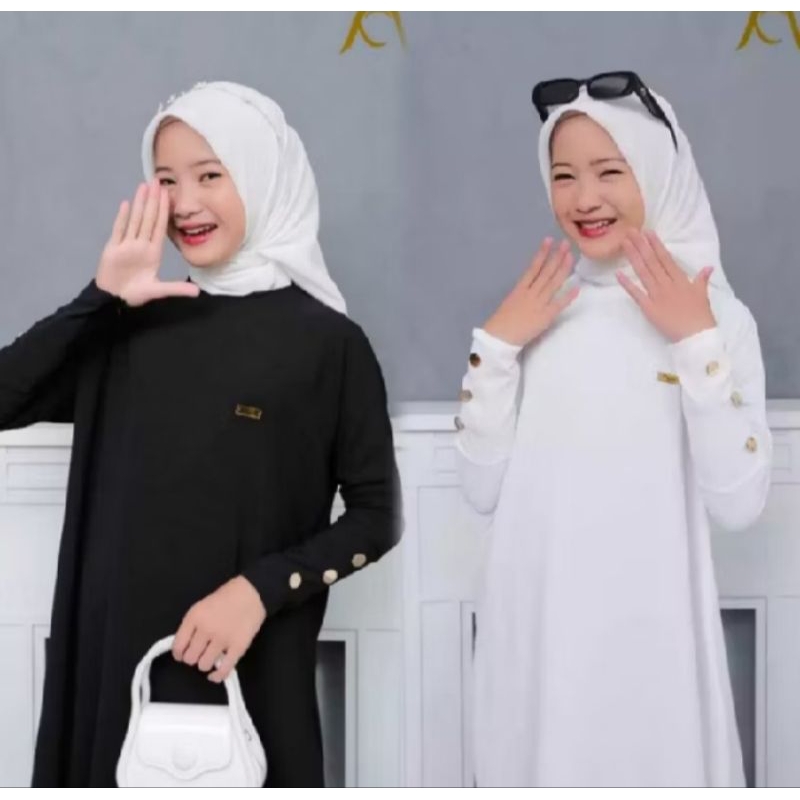 Baju Gamis putih Abaya hitam anak perempuan Dress anak terbaru gamis pesta mewag elegan