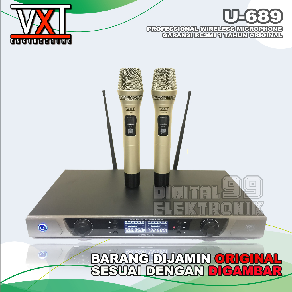 Microphone Mic Wireless VXT U-689 | U689 Dual Handheld Original