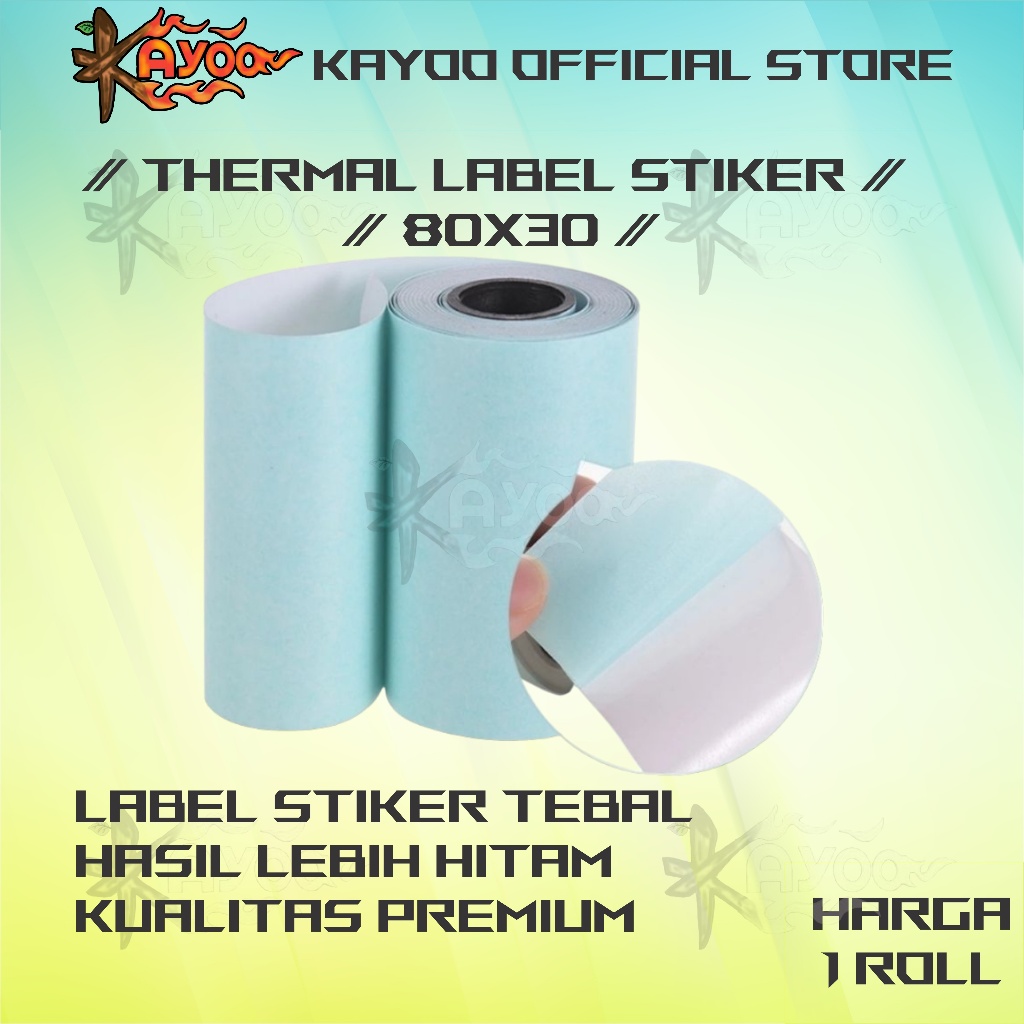 

KAYOO THERMAL LABEL STIKER 80MM STIKER LABEL THERMAL 80X30 PRINTER 80MM BLUETOOTH PAPERANG PREMIUM