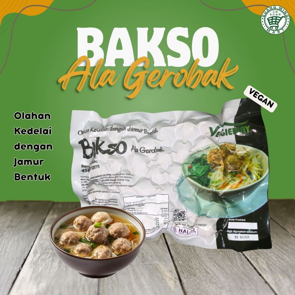 

Baso Gerobak Veggieway / Bakso Gerobak Vegan / Bakso Vegetarian 450GR