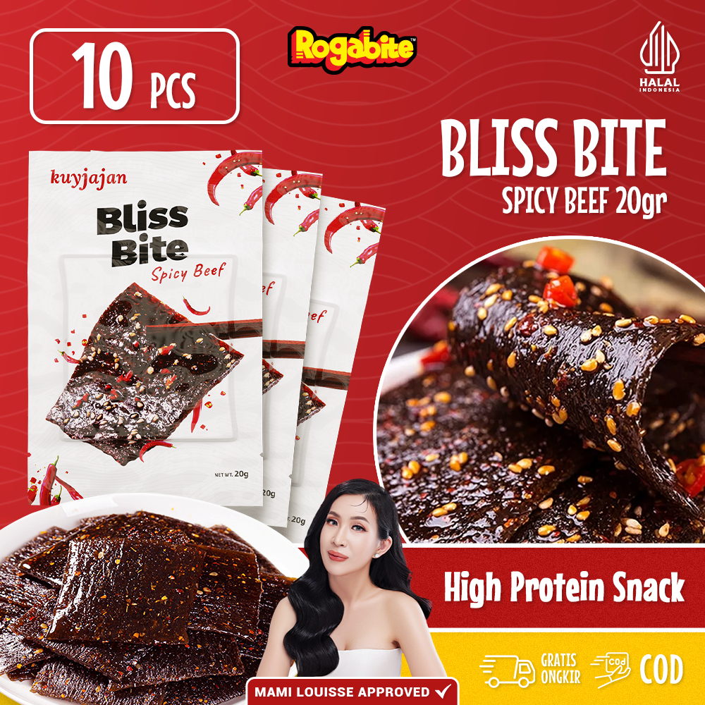 

[FREE GIFT 10PCS] Rogabite x Mami Louisse Snack Bliss Bite Beef 20gr Camilan Pedas Snack