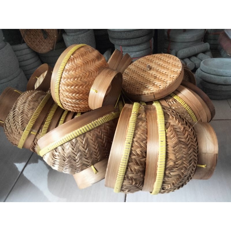 Grosir Bakul Nasi wakul bambu kecil UK dia 23 cm paket isi 20 pcs