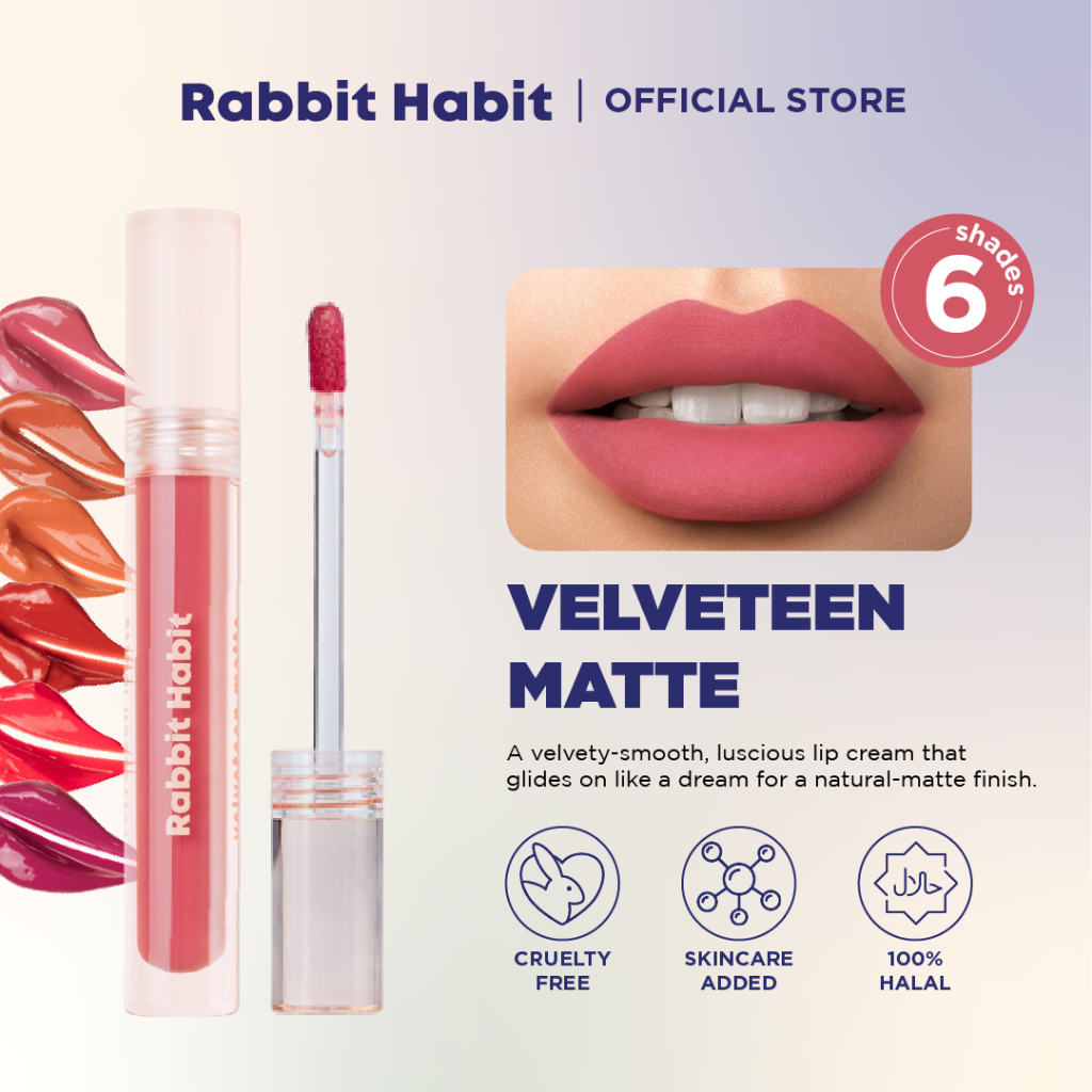 Rabbit Habit Lip Cream Velveteen Matte – Natural Matte Finish, Smudge-Proof, Vegan & Cruelty-Free