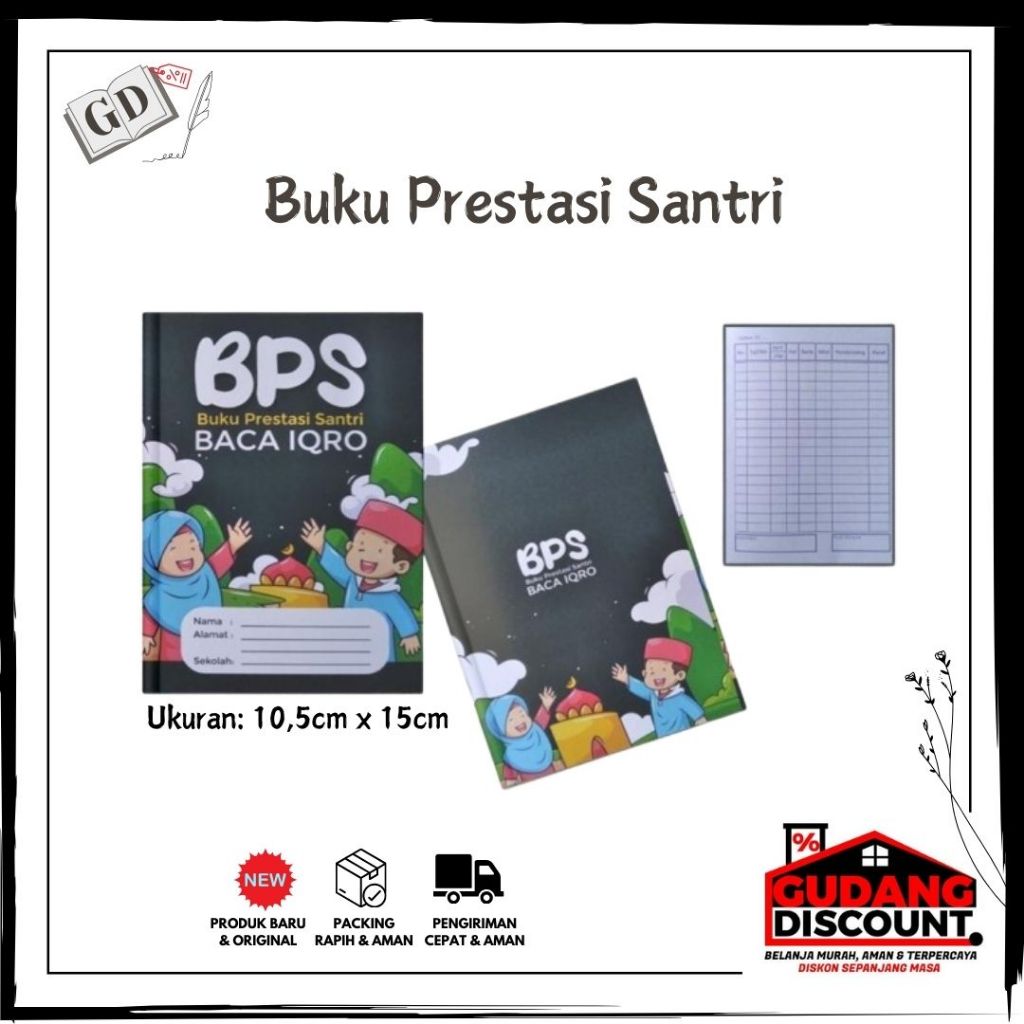 

BPS IQRO / IQRA' 1 Buku Prestasi Iqro Custom /Menerima Pesanan Jumlah Banyak / Iqra Santri Mengaji Al Qur'an Anak TKA/TPA/TKQ/TPQ/RA