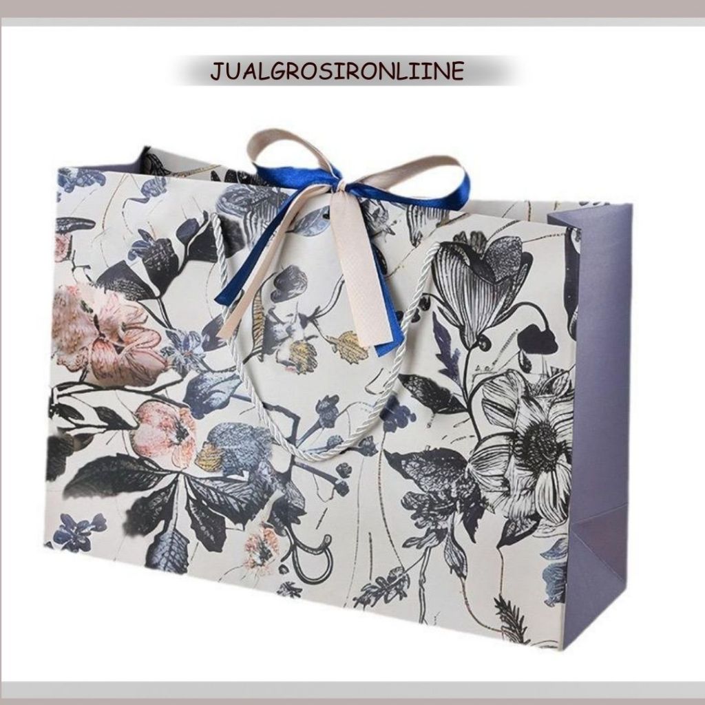 

Paper Bag Premium Floral Abu Jumbo Tas Kantong Gift Bag Sovenir Kado