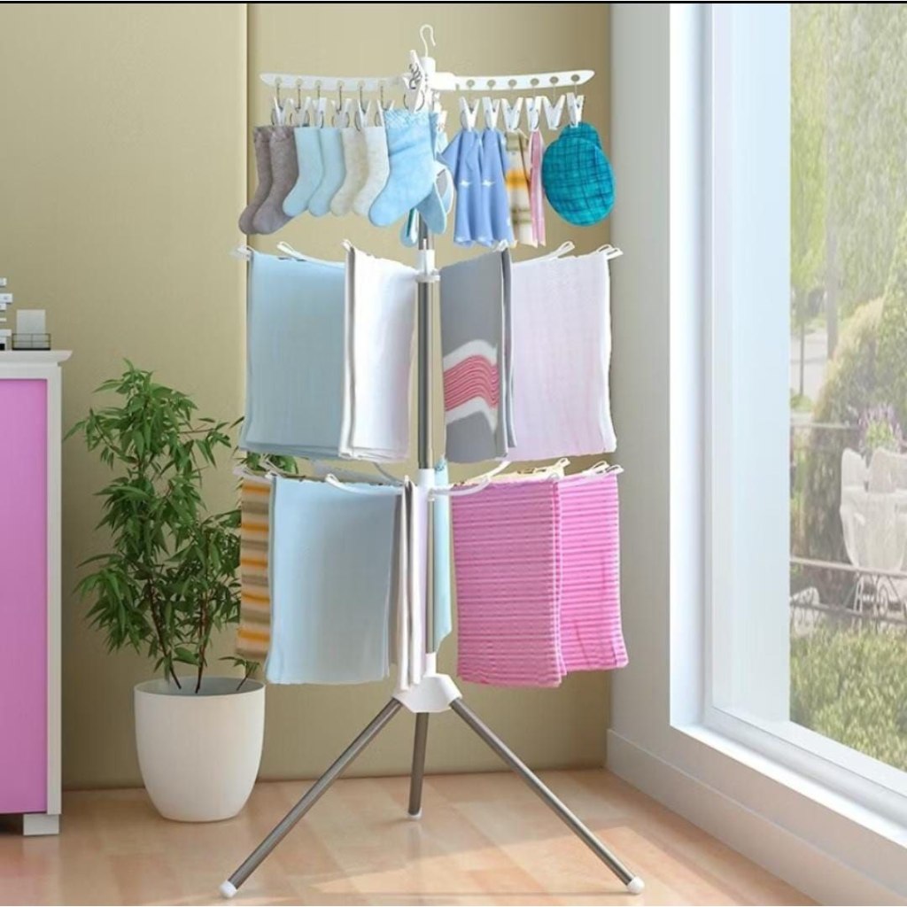 JEMURAN MENARA 3 TINGKAT / JEMURAN BAJU BAYI