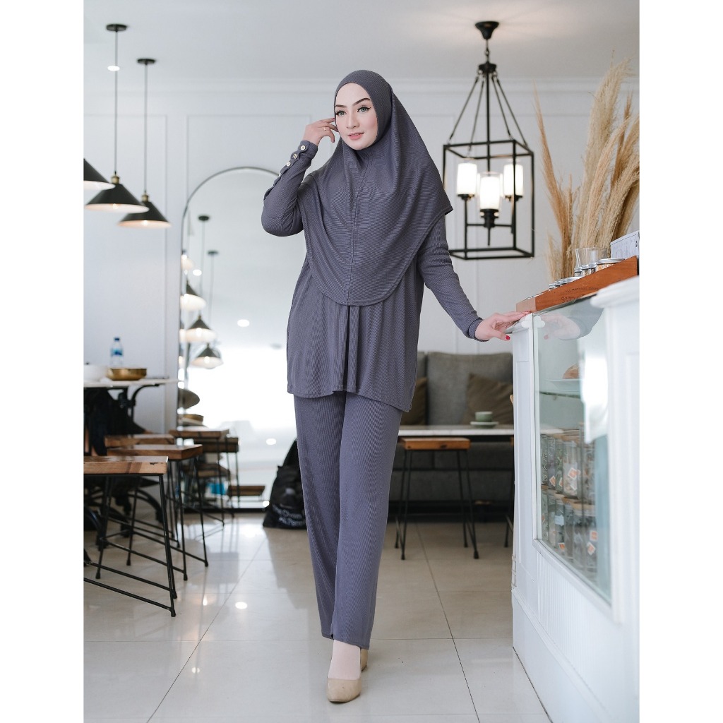 3IN1 SETELAN + HIJAB  SETELAN HIJAB LOLLY KNIT FIT TO XL // SETELAN POLOS TUNIK // ONE SET TUNIK WAN