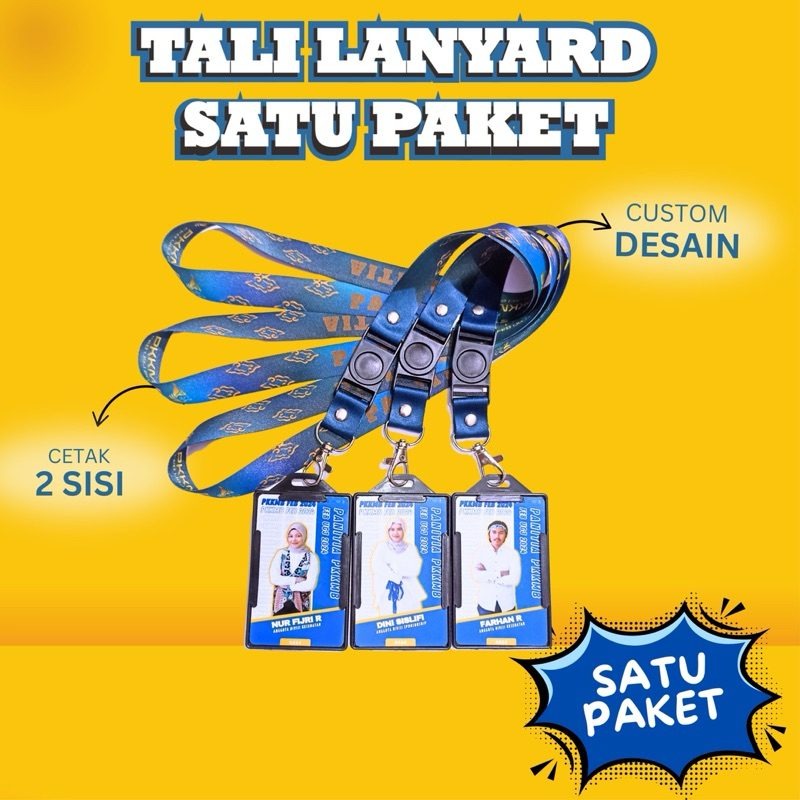 

paketan tali lanyard 2cm/tali lanyard plus id card/gantungan identites/name tag/lanyard dan id card