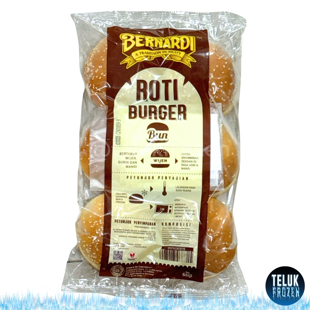 

Bernardi roti burger bun wijen isi 6 biji halal enak murah pcs polos buns with sesame seeds 300gr 300 g gram tawar plain lembut