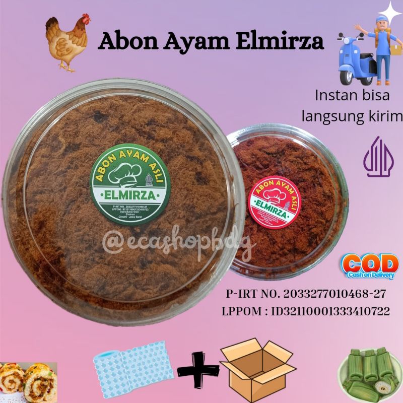 

INSTANT LANGSUNG KIRIM ABON AYAM ASLI ELMIRZA KEMASAN TOPLES POUCH ORIGINAL & PEDAS toples bandung cimahi teman makan nasi anak dewasa camping bepergian nikmat menu satset gtm nafsu makan