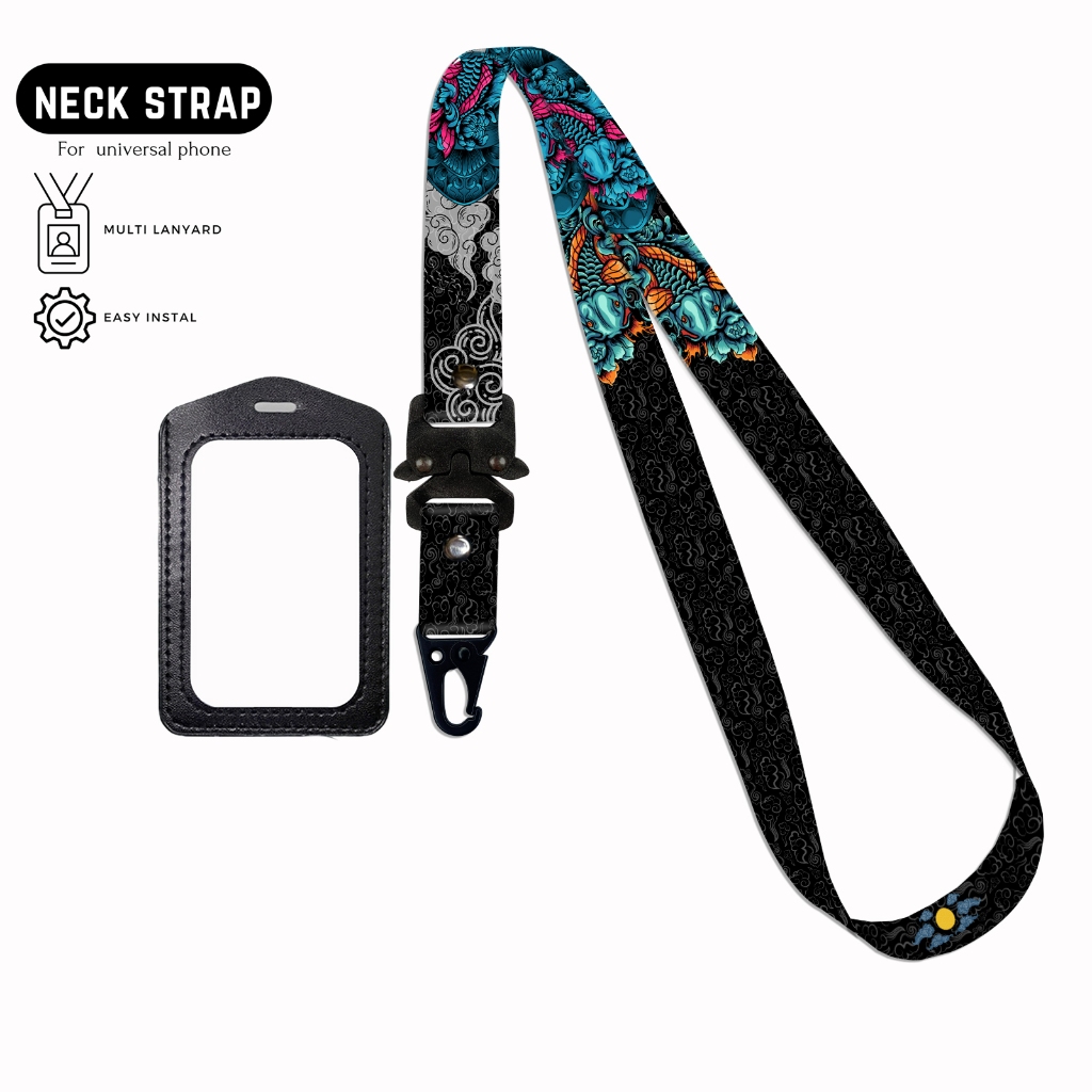 

Billwaz Lanyard Tali Id Card Printing 2cm Japan Series Biru Koi