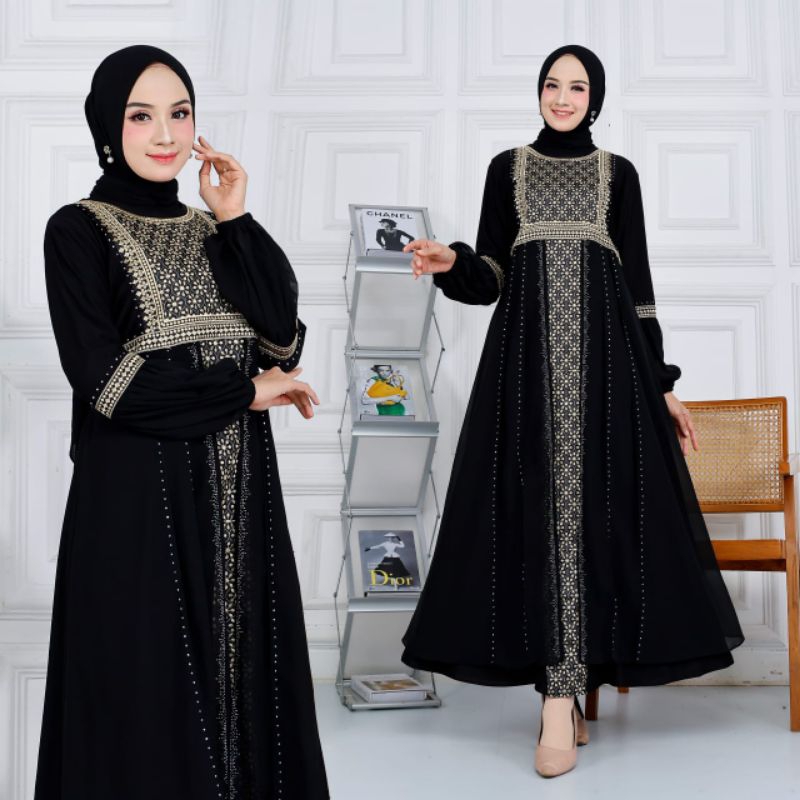 ABAYA CIARA/ABAYA HITAM PUTIH/ABAYA MEWAH (BISA COD)