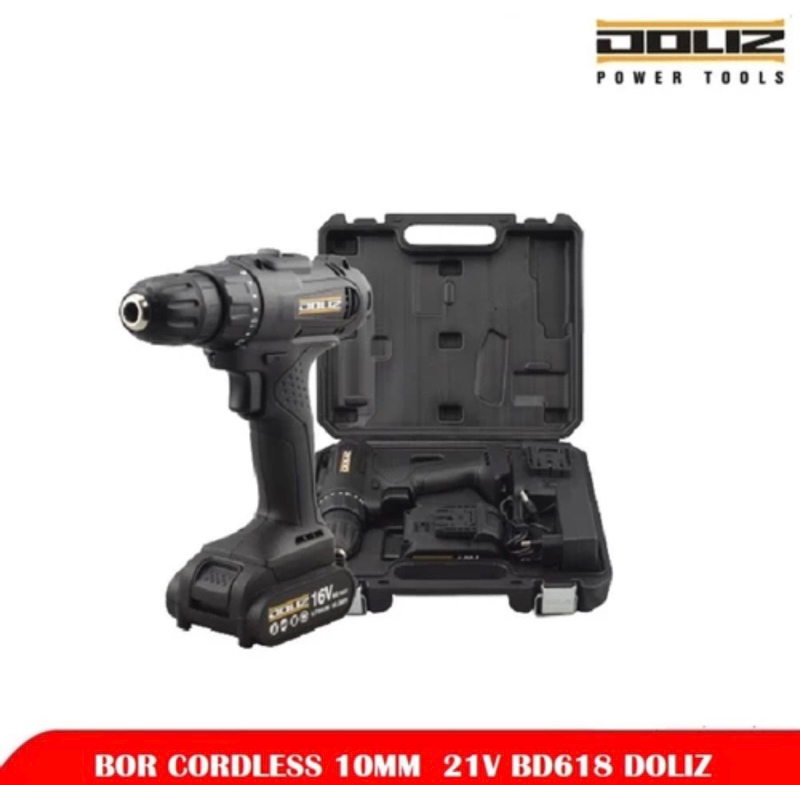 DOLIZ Bor Baterai 21V BD618 - Cordless Drill 21 V BD 618 - 2 Batrei