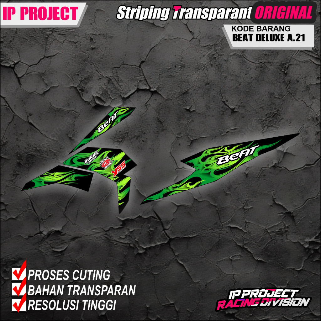 (COD) STIKER STRIPING ORIGINAL MOTOR HONDA BEAT DELUXE 2021-2023  HOLOGRAM DAN TRANSPARAN KODE A.21