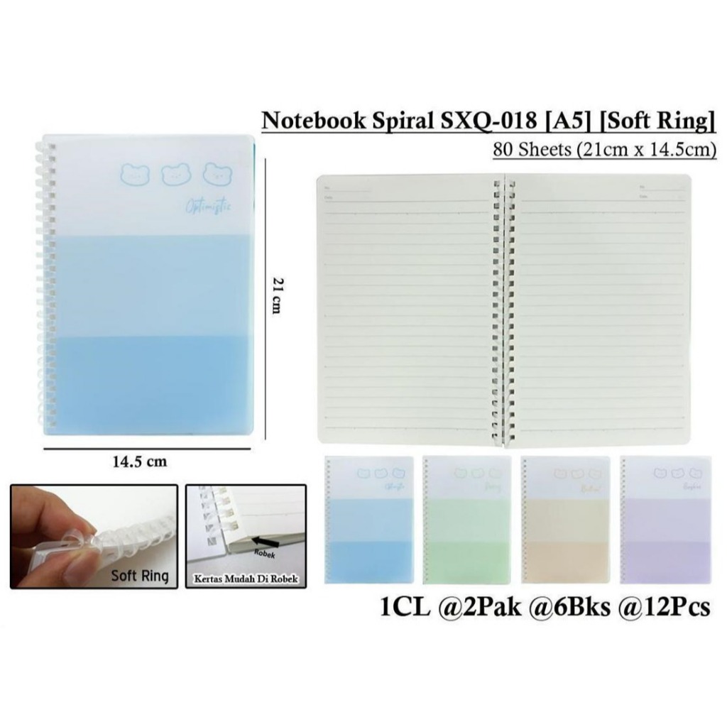 

WENGU NOTEBOOK SPIRAL SOFT RING COVER ANIMAL - BUKU SPIRAL 80 LEMBAR Sxq-018 - A5 B5