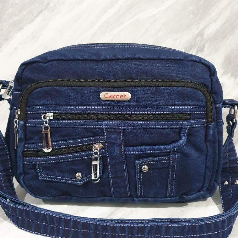 Tas selempang wanita bahan jeans denim