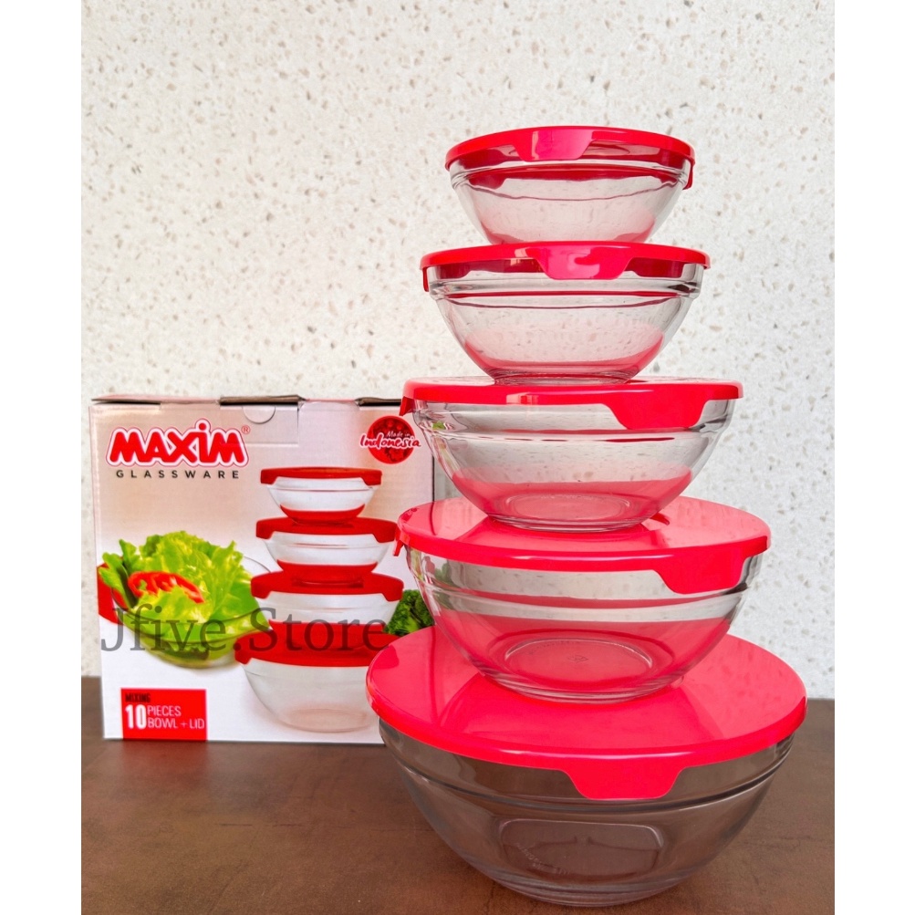 1 Set Mangkok Mangkok Kaca dengan tutup Mangkok Makan