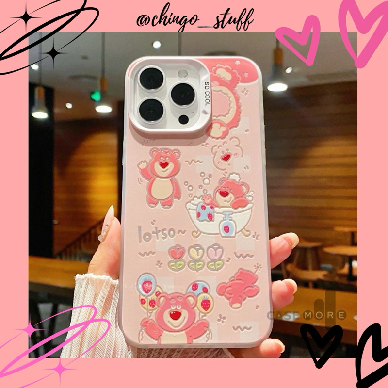 case iphone cute lotso pink// case iphone 13 pro max, 14 pro max