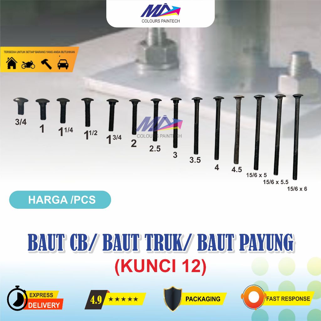 BAUT + MUR CB 5/6 ALL SIZE CB BAUT PAYUNG HITAM BAUT PAYUNG KUNCI 12
