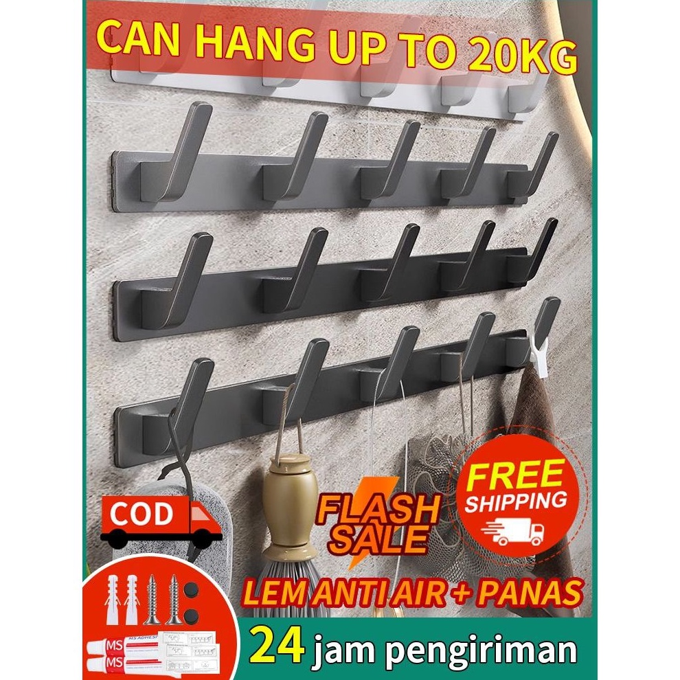 LUXURY  Hook Kap Gantungan Baju 3 4 5 6 cabang Alunium Besi anti karat tahan lama pasang kamar mandi
