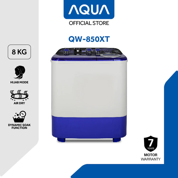 MESIN CUCI AQUA 8 KG DUA TABUNG QW-850XT HIJAB MODE 8KG - 850XT || QW850XT 850 XT QW