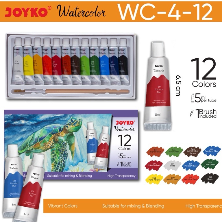 

Pengepul Watercolor Set Cat Air Joyko WC412 Warna