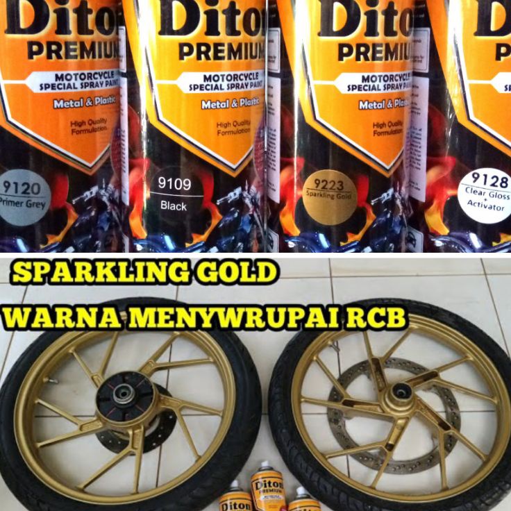 Hot Product  PAKET DITON PREMIUM SPARKLING GOLD  RCB Cat Semprot Tahan Bensin