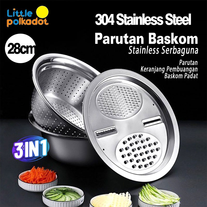 Versi Baskom stainless Set PARUTAN SATINLESS 3 IN 1 34 stainless steel Parutan Wortel Serutan Wortel