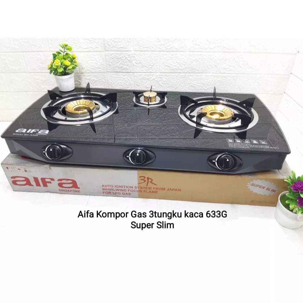 AIFA SINGAPORE KOMPOR GAS 3 TUNGKU 633G STAINLESS BATAM