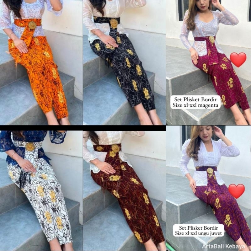 Kamen jadi Plisket bordir set selendang