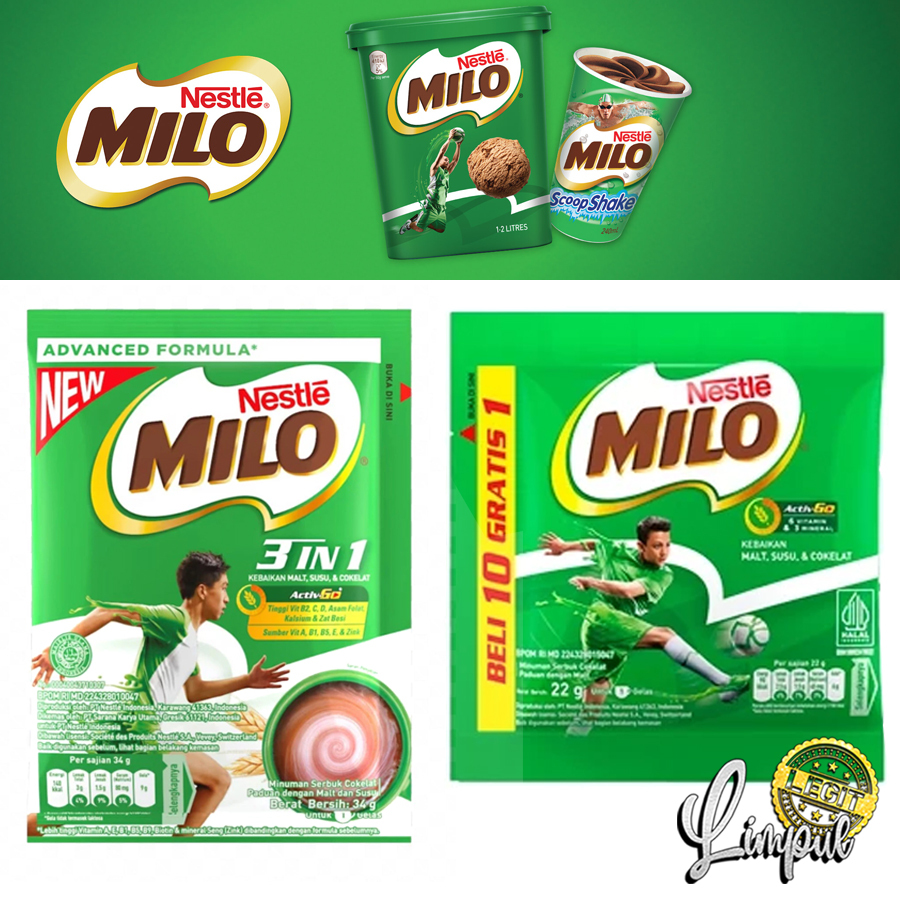 

NESTLE MILO SASET Susu Coklat Milo Active-Go | 3 in 1 | Susu Bubuk | Coklat Bubuk Sachet