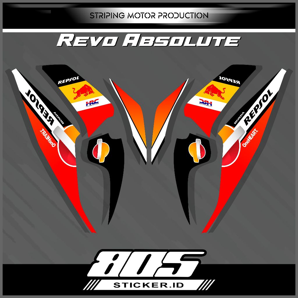 STRIPING REVO ABSOLUTE STIKER VARIASI MOTOR REVO 2010-2013 DESIGN REPSOL TERBARU