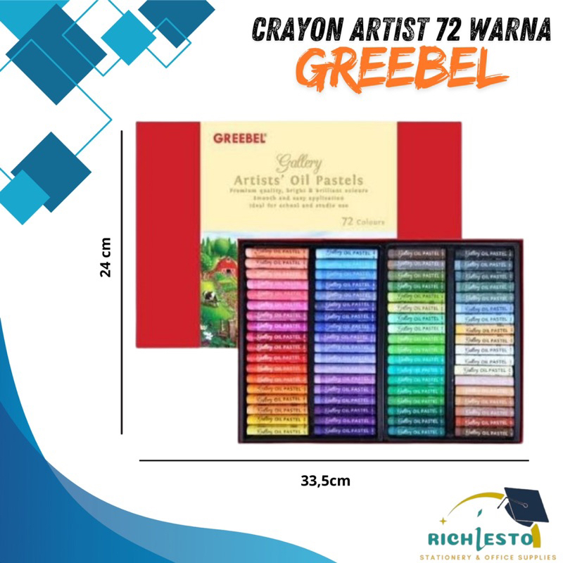 

GREEBEL Crayon Krayon Artist 72 Warna / Krayon ARTIST OIL PASTEL 72 (AOP 72) / Crayon Greebel / Professional Mewarnai/ Pensil Warna