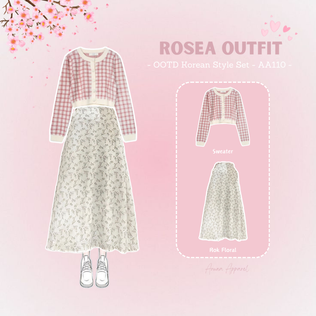 Set - AA110 Rosea Outfit OOTD Cewe Korean Outfit Pinterest OOTD Anak remaja Setelan Anak Perempuan