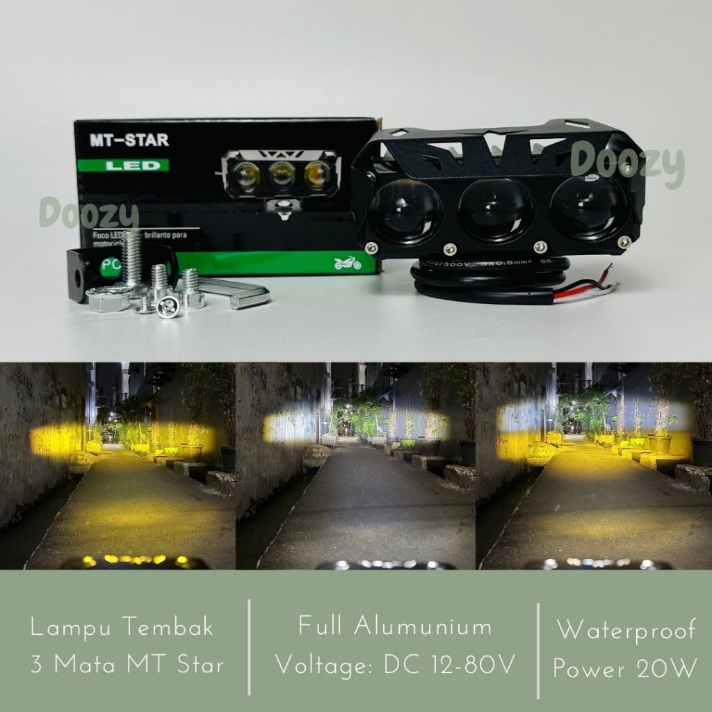 MT STAR Lampu Tembak 3 Mata Cahaya Laser LED Waterproof Full Aluminium