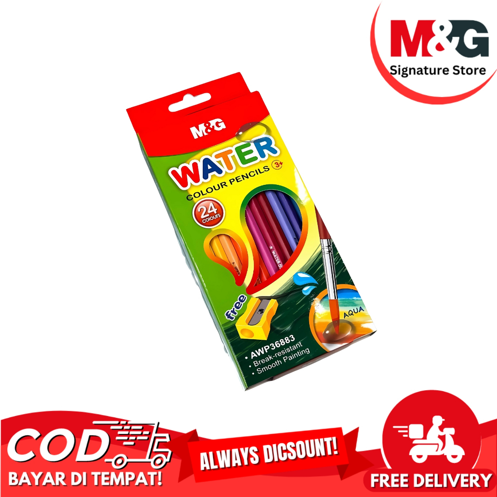 

Pensil Warna Water Colour M&G 24 Warna Colour Pencil #AWP36883 Free Rautan Dan Kuas