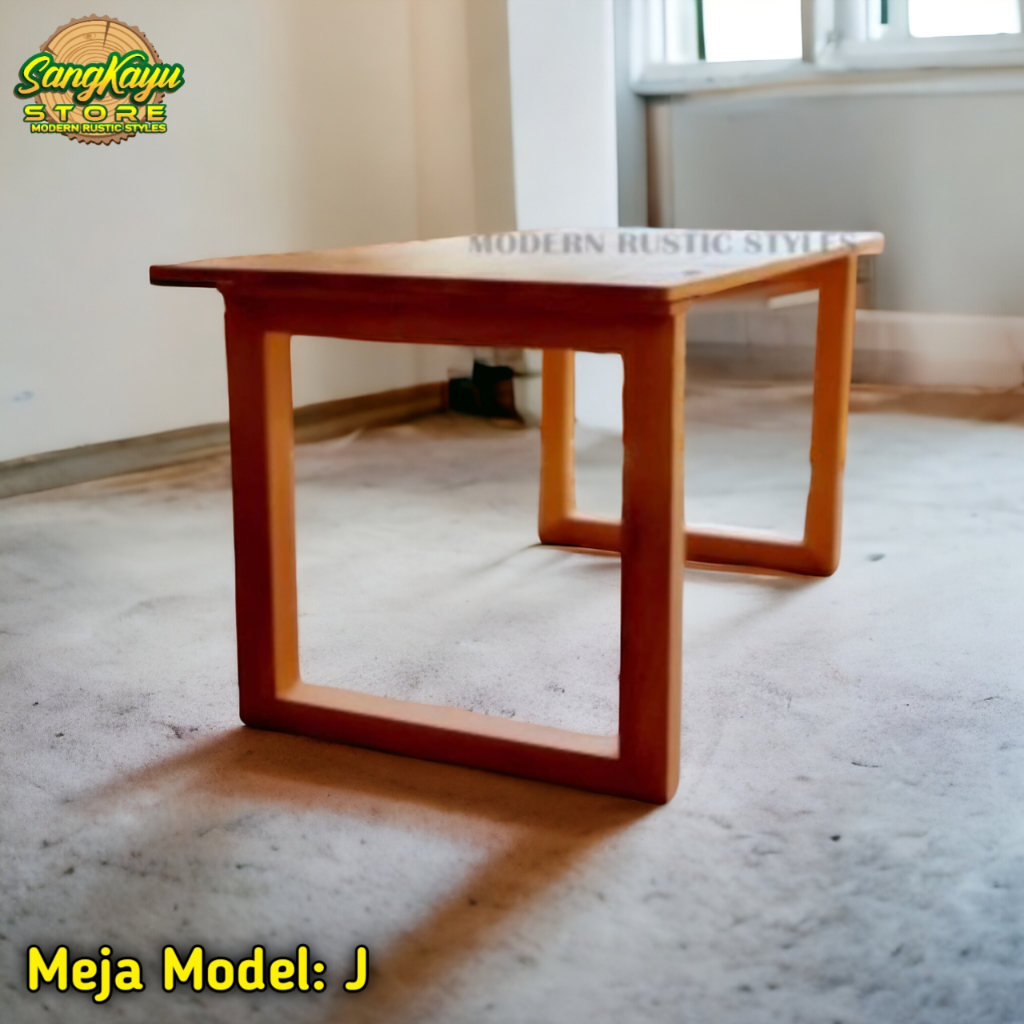 Meja kayu minimalis Meja kerja Meja belajar Meja gaming Wooden table Meja tulis meja model J 4