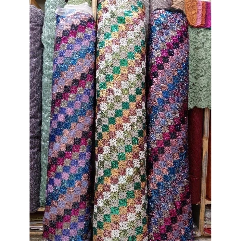 bahan tulle sequin full payet gradasi