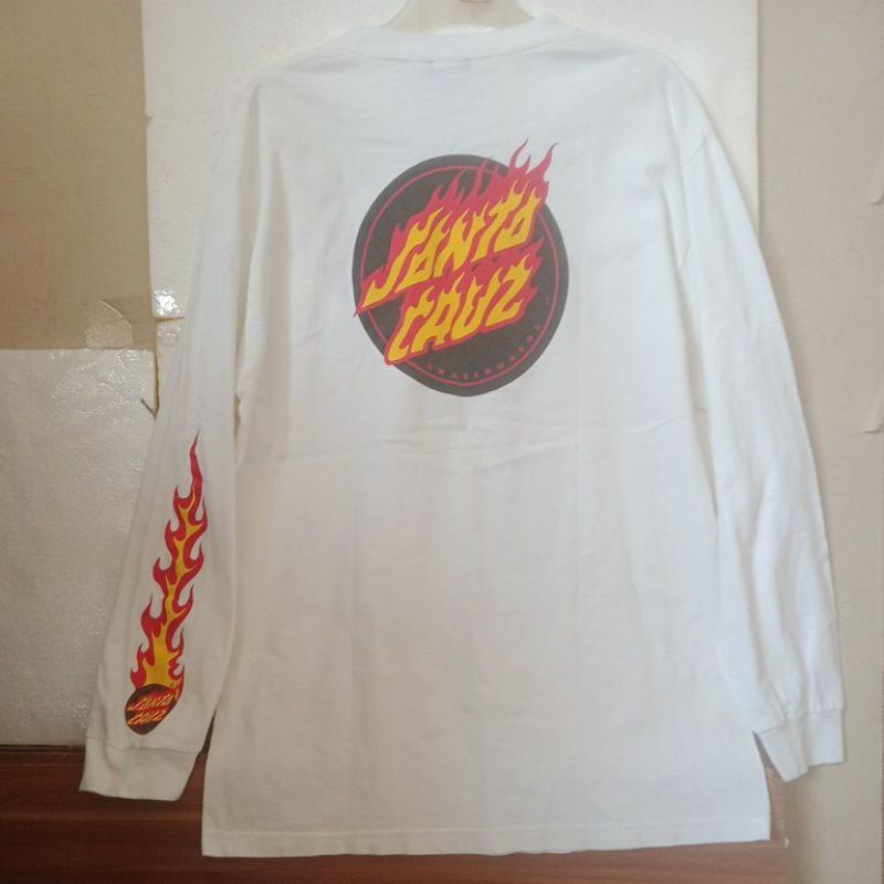 SANTA CRUZ long Sleeve t shirt built up Vintage skaterboarding fire size L SECOND ORIGINAL