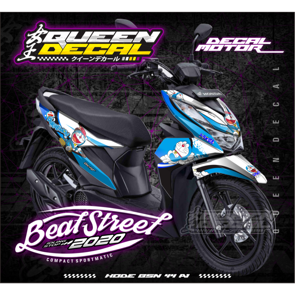 Stiker Decal Motor Variasi Desain Custom - Stiker Beat Street 2020 Full Body Motif Doraemon - BSN
