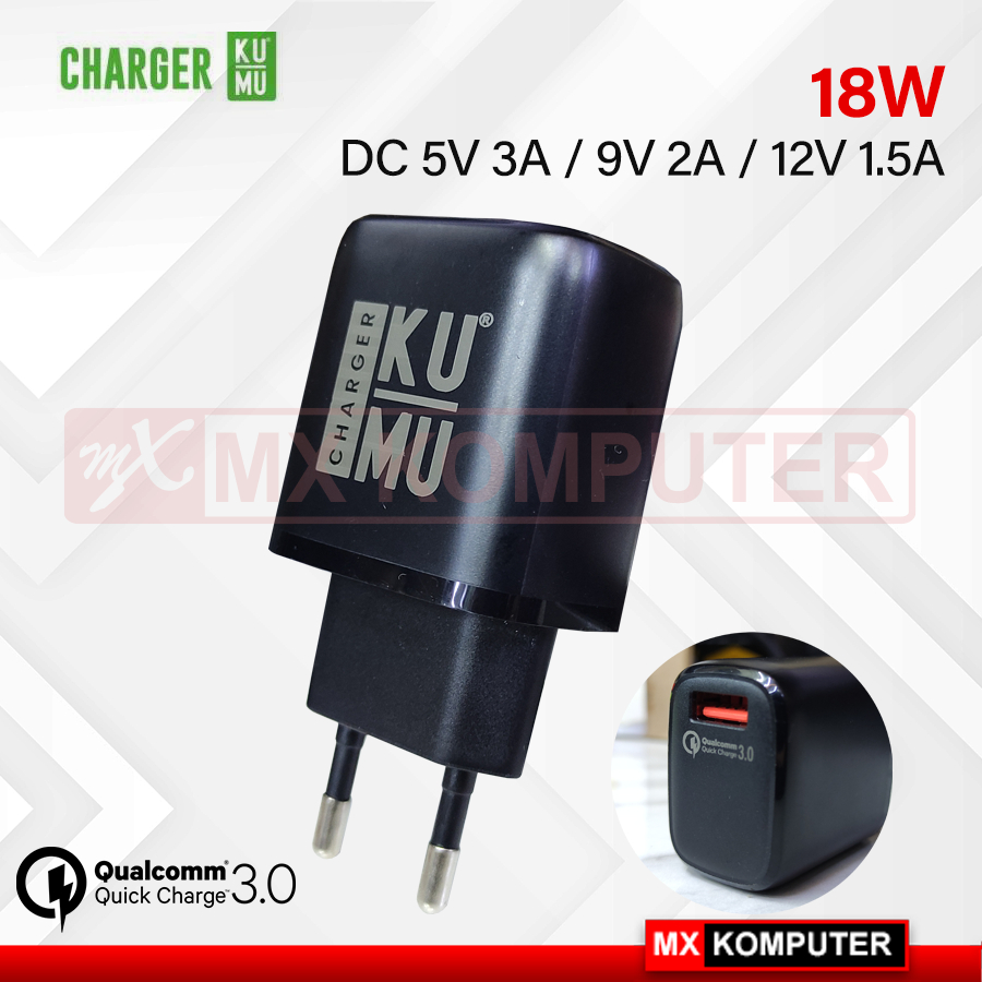 Adaptor Charger Kumu 18W Quick Charger 3.0 USB