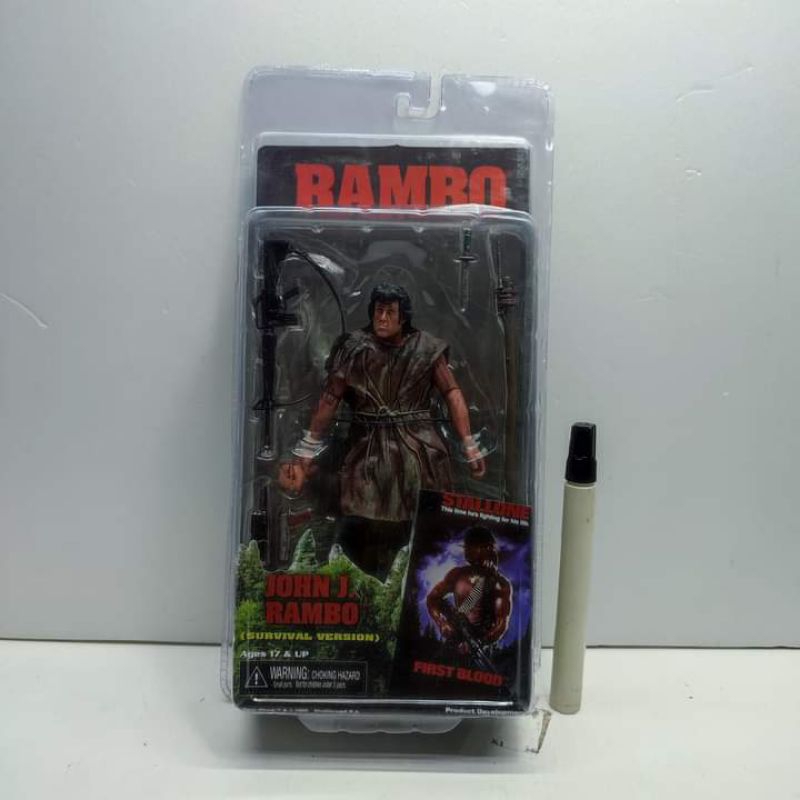 mainan action figureNeca rambo survival versionjohn j rambo stallone first bloodtinggi sekitar 7 inc